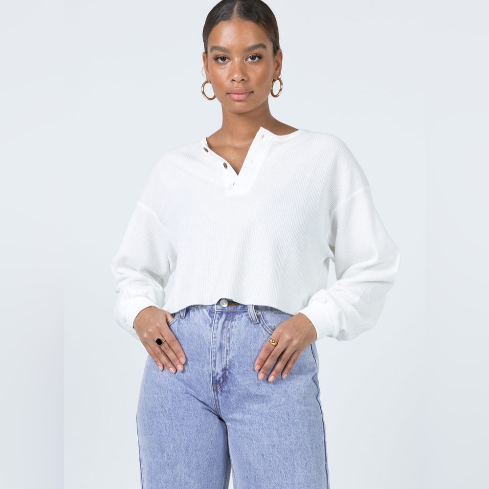 White Cropped Henley